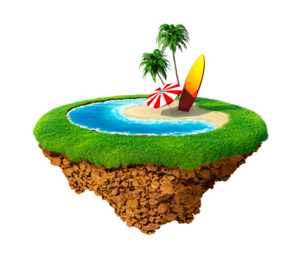 Concept for travel, holiday, hotel, spa, resort design. Tiny island / planet collection. 
