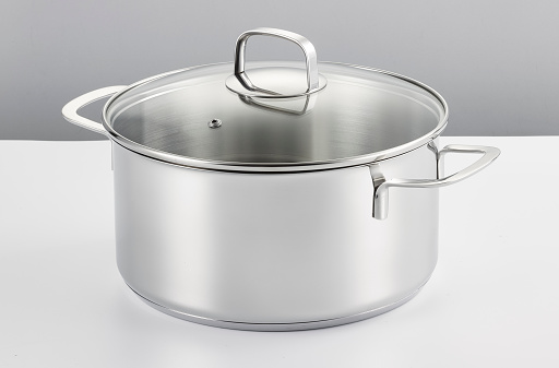 saucepan and cookware set on the white background