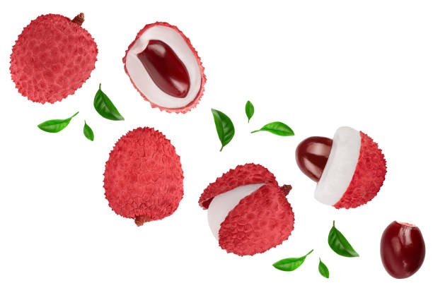 istock lychee fruit isolated on white background with clipping path and full depth of field. Top view. Flat lay with copy space for your text 1212194165