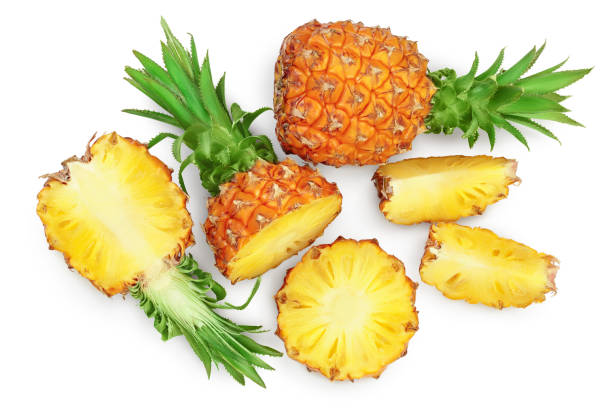 istock pineapple isolated on white background with clipping path and full depth of field. Top view. Flat lay 1212194472