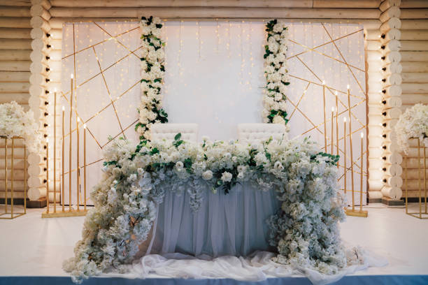 istock table of  bride and groom. wedding decor 1212199190