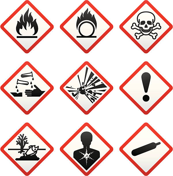 сгс предупреждающие знаки опасности. этикетки безопасности - toxic waste stock illustrations