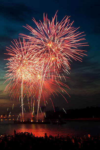 istock Brightly colorful fireworks  in the night sky 121220504