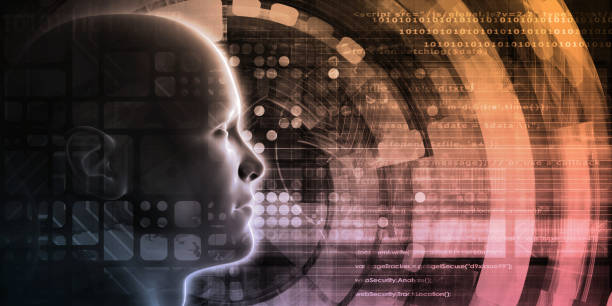 Brain Computer Interface Brain Computer Interface with Square Digital Art Blocks neuropsychology stock pictures, royalty-free photos & images