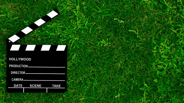 istock Movie clapper on grass background 1212206304
