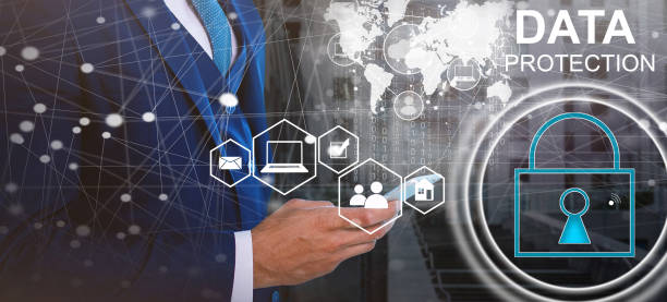 istock Businessman in data management concept 1212207081