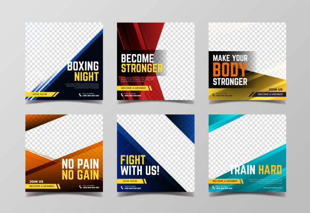 Boxing club and martial art banner. Sport banner for social media post template Modern sport banner template weight class stock illustrations