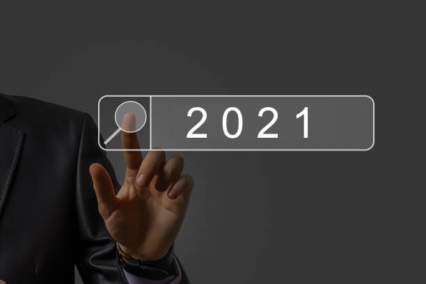 사업가 는 2020-2021 년을 환영합니다. 비즈니스 새해 카드 컨셉 - new year human hand human finger expressing positivity 뉴스 사진 이미지
