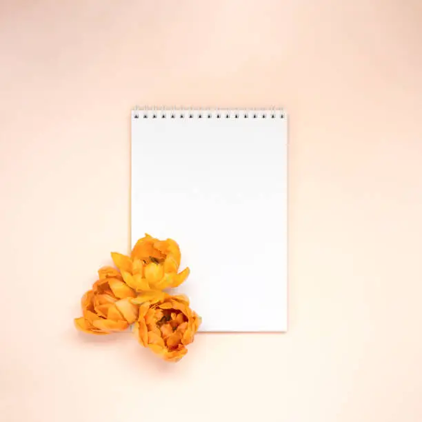 Photo of White notebook with flowers