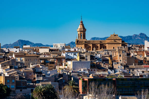Cieza with its church, La Asuncion Parish in the Murcia region in Spain Cieza with its church, Parroquia Nuestra Senora de La Asuncion in the Murcia region in Spain murcia stock pictures, royalty-free photos & images