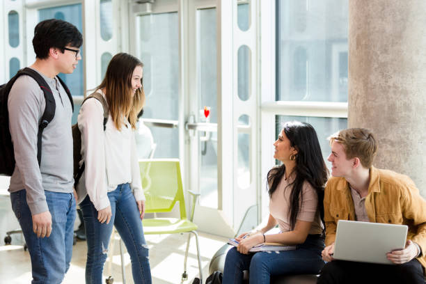 istock Group of college students meet for study group 1212211592