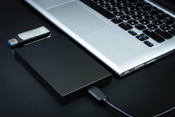 istock A portable hdd connected to a laptop with usb flash drive and smartphone 1212212161
