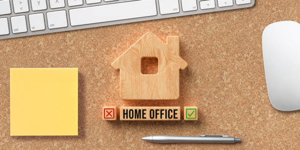 istock house symbol and wooden blocks with text HOME OFFICE 1212212781
