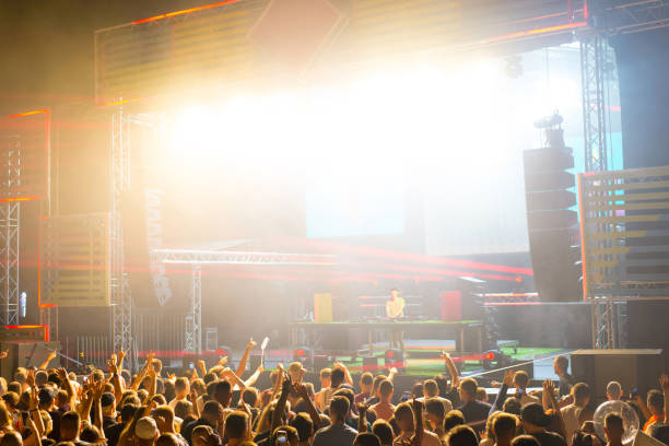 istock Dj playing techno music on the concert 1212212861