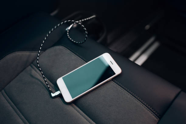 istock Charger plug phone at the comfortable vip car 1212218964