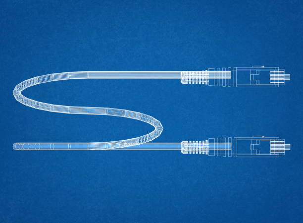 光ファイバ ケーブルのブループリント - high in fiber ストックフォトと画像