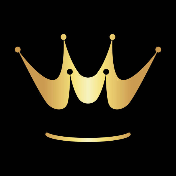 ilustrações de stock, clip art, desenhos animados e ícones de abstract creative golden crown symbol, icon on black backdrop. design element - crown king queen gold