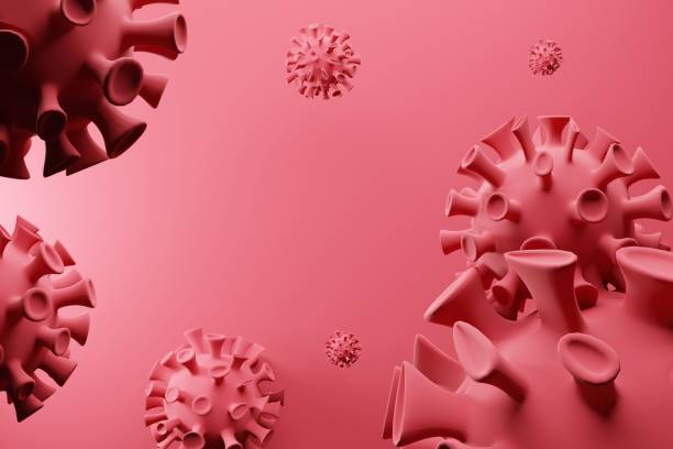 Coronavirus disease COVID-19 medical 3D render infection.Virus protection covid19 molecule on red.Dangerous asian ncov corona virus, dna, pandemic risk background design