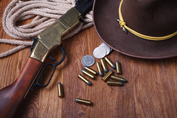 Wild west rifle, ammunition and silver dollars