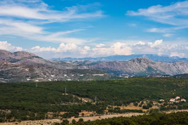 Croatian landscape with mountainpeaks near Dubrovnik