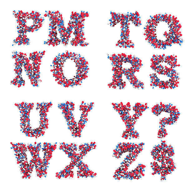 Abstract 3D font M-Z letters