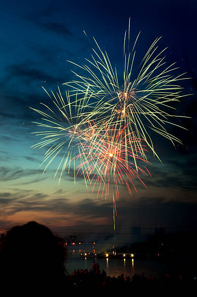 istock Brightly colorful fireworks  in the night sky 121222237