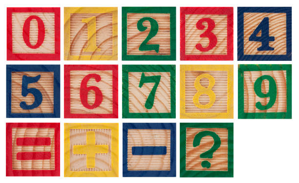 Wooden colorful numbers isolated on white