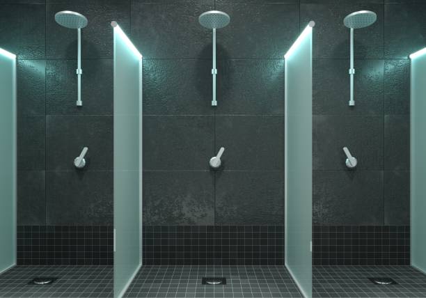 モダンダークグラスシャワールーム - bathroom shower glass contemporary ストックフォトと画像