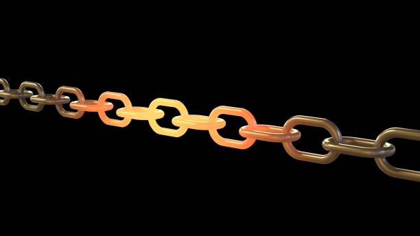 istock 3D illustration of a chain with the middle section glowing red hot 1212225525