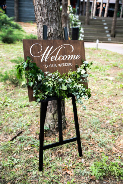 istock Wooden board in a wedding decor 1212228133
