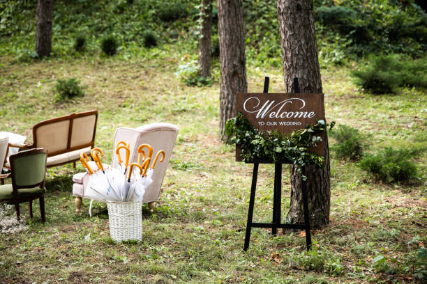istock Wooden board in a wedding decor 1212228137
