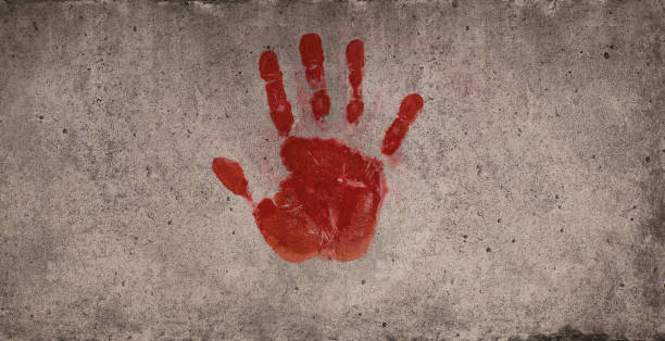 istock imprint of a bloody palm on cement 1212230873