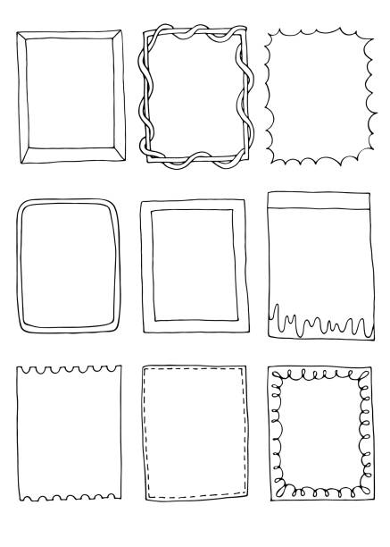 Set of hand drawn doodle frames. Set of hand drawn doodle frames. outline photos stock illustrations