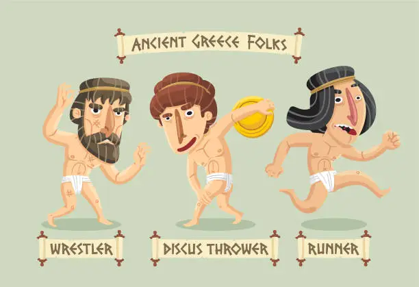 Vector illustration of Ancient Greece characters set