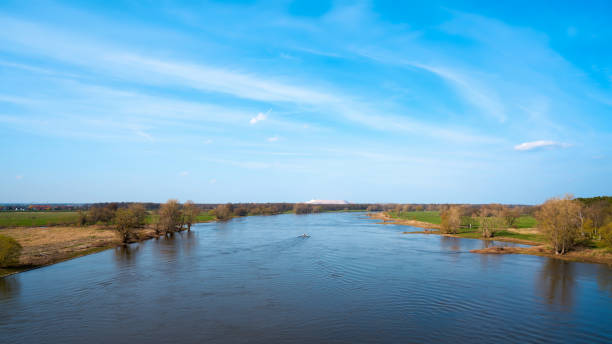 Panorama of the river Elbe near Glindenberg in Saxony-Anhalt in Germany