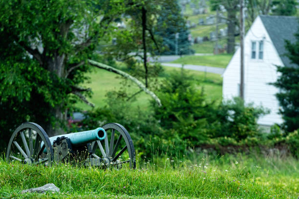 un canone di guerra civile sul gettysburg national military park, gettysburg, pa - immagine - gettysburg pennsylvania usa history foto e immagini stock