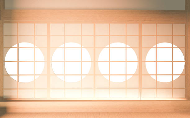 istock Interior mock up Japan Room Design Japanese-style and the white backdrop provides a window for editing. 3D rendering 1212237848