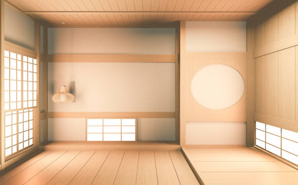 istock Interior mock up Japan Room Design Japanese-style and the white backdrop provides a window for editing. 3D rendering 1212238078