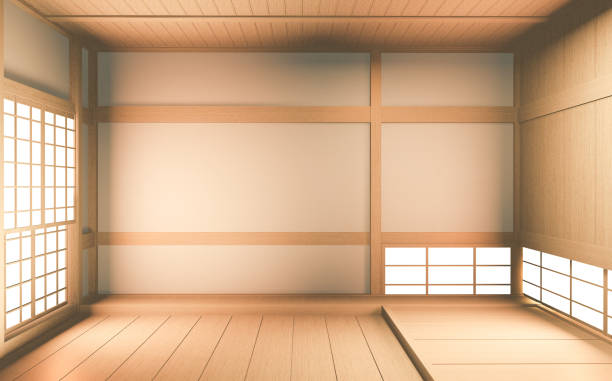 istock Interior mock up Japan Room Design Japanese-style and the white backdrop provides a window for editing. 3D rendering 1212238708