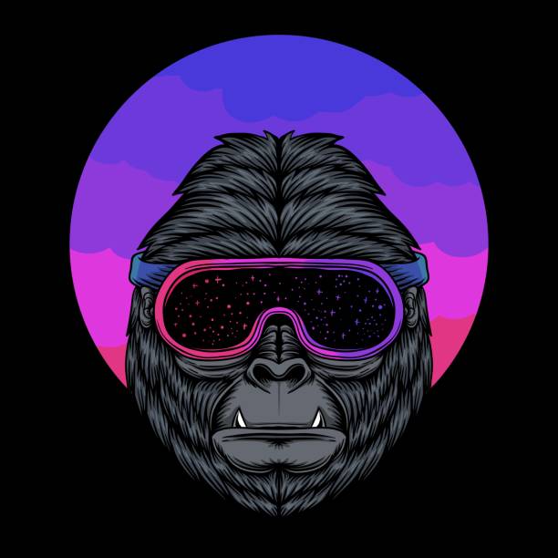 Gorilla Space vector illustration Gorilla Space vector illustration for your company or brand serious monkey stock illustrations