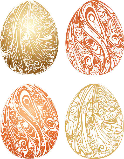 decorative easter eggs vector art illustration