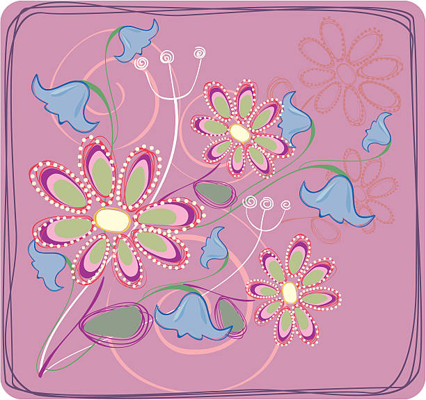 floral panel vector art illustration