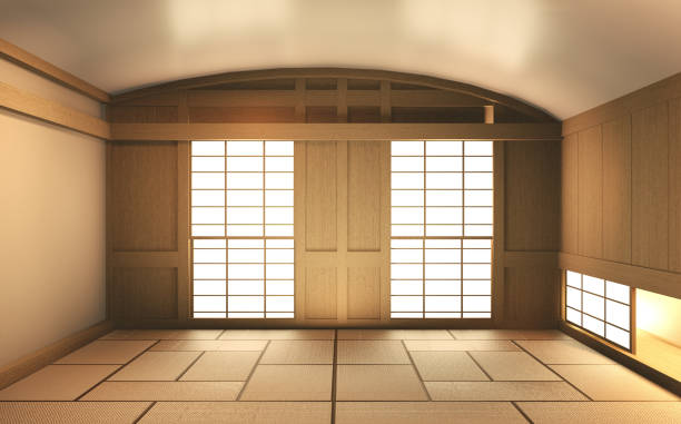 istock Interior mock up Japan Room Design Japanese-style and the white backdrop provides a window for editing. 3D rendering 1212240992