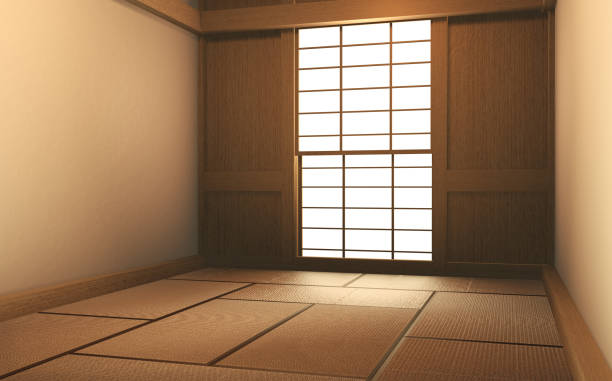 istock Interior mock up Japan Room Design Japanese-style and the white backdrop provides a window for editing. 3D rendering 1212241004