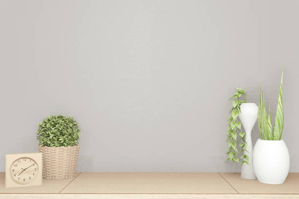 istock interior poster mock up scene top table wooden and white picture for editing. 3D rendering 1212241096