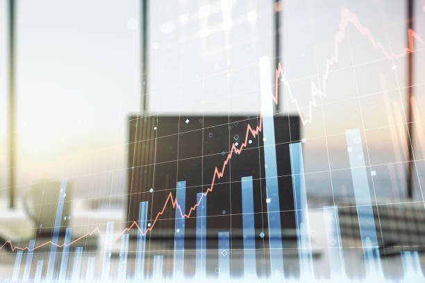 istock Multi exposure of abstract creative financial chart on computer background, research and analytics concept 1212246532
