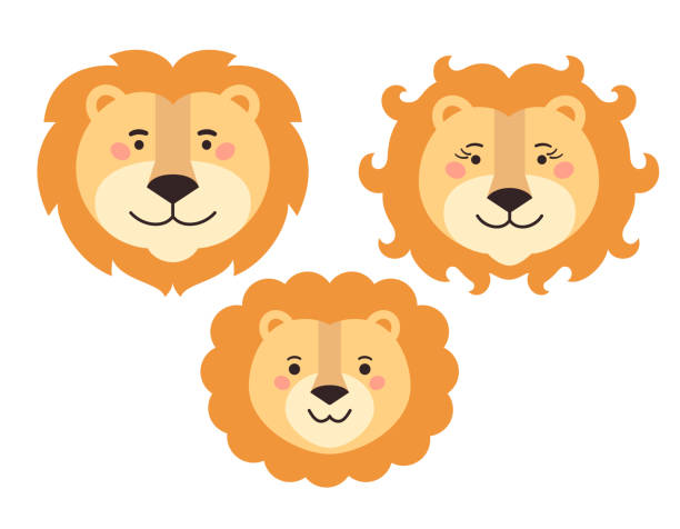 Lions Family Cartoon Faces Lion Daddy Mommy And Baby Stock Illustration -  Download Image Now - iStock