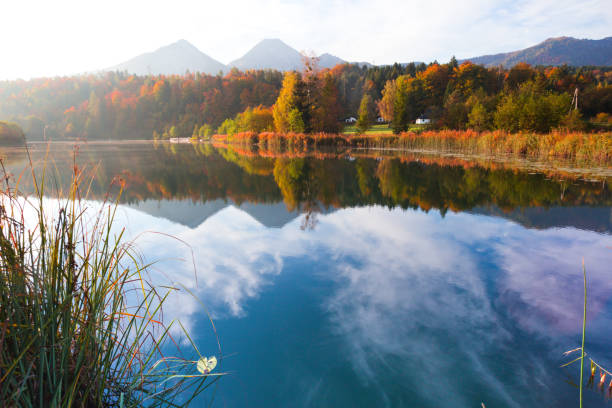 istock landscape with a beautiful mountain lake with reflection. autumn