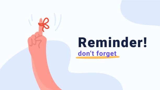 ilustraciones, imágenes clip art, dibujos animados e iconos de stock de recordatorio, no se olvide de una tarea importante - reminder memories human finger string