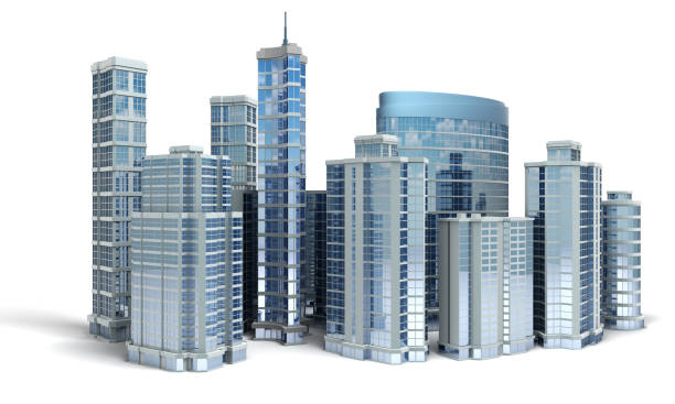 istock Business center. Office buildings on white 121226280